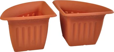Produktbild von Eck-Blumentopf 4er-Set Terrakotta Pflanztopf Blumenkübel Pflanzkübel Pflanzgefäß