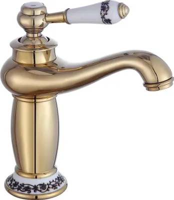 Immagine prodotto di Rubinetto da bagno - Rubinetto da lavabo - Da appoggio - Monocomando - Monoforo - Corpo in ottone - Cartuccia in Vetroceramica - Acqua calda e fredda - Oro