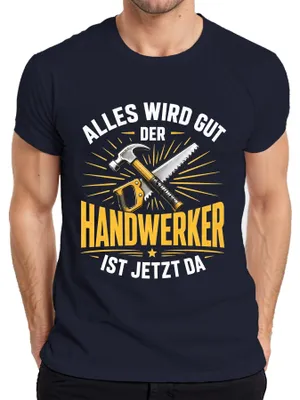 Zdjęcie produktu dla "Wszystko będzie dobrze, fachowiec już jest" - koszulka męska, kolor granatowy, rozmiar S. (Styl: sarkastyczny)