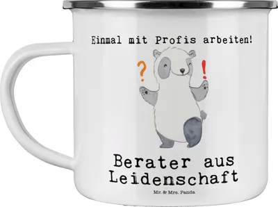 Produktbild von Mr. & Mrs. Panda Kaffeepott Berater Leidenschaft - Weiß - Geschenk, Finanzberater, Beruf, Pott, becher emaille, Witzig, Spruch, Teetasse, Tasse, blechbecher, Outdoor