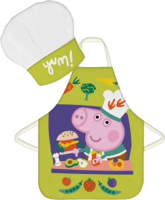 Produktbild von Kinderschürze Motiv Peppa Pig "yum!"  | mit Kochmütze