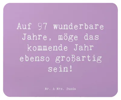 Produktbild von Mr. & Mrs. Panda Mauspad Spruch 97. Geburtstag - Lavendeltraum - Geschenk, Mousepad, wertschätzung, Mouse Pad, mousematte, unvergessliche Momente, liebevolles Zitat, pc