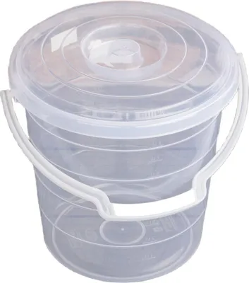 Produktbild von Eimer Plastikeimer Haushaltseimer Wassereimer Kunststoffeimer mit Deckel Tragebügel Skala 5L transparent