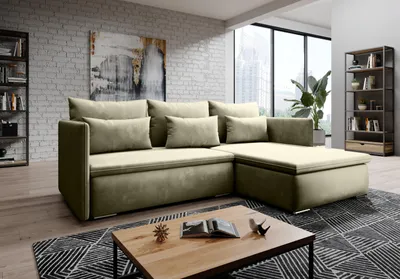 Produktbild von FurMeb24 ECKSOFA VALERIO monolith 04- rechte seite - beige - mit schlaffunktion und bettkasten