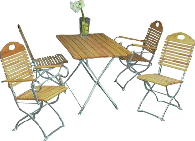 Produktbild von TPFGarden KLAPP GARTEN-GARNITUR Bad Belzig 5-teilig aus Robinienholz, Stahlgestell Verzinkt