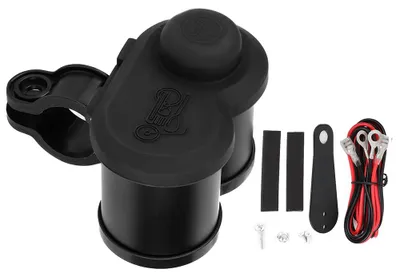 Obrázok produktu pre Multifunkčná nabíjačka na mobilný telefón s dvoma USB portmi pre motocykel, s voltmetrom a pripojením do zapaľovača (čierna)