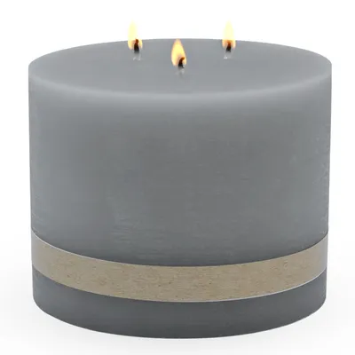 Produktbild von 1.09 3 Docht Kerze XL - ca. 14 x 14 cm - unparfümiert - Farbe: Grau