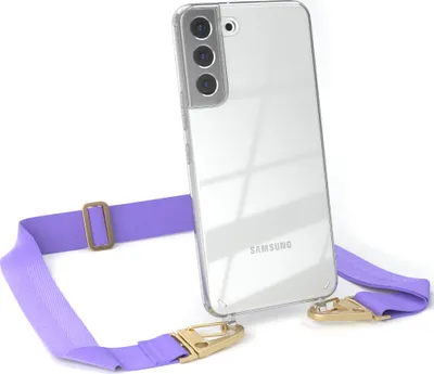 Produktbild von EAZY CASE - Hülle mit Band für Samsung Galaxy S22 Plus 5G, Handyhülle mit Umhängeband, Silikonhülle transparent, Handykette in Violett