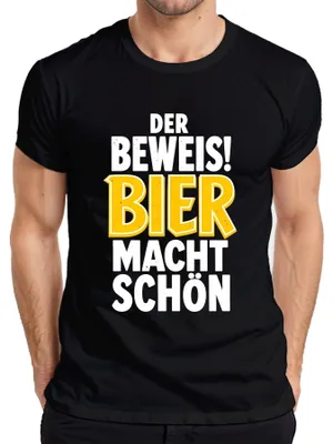 Productafbeelding van Bewijs: Bier maakt het leven leuk. Grappig T-shirt voor een feestje, cadeau voor mannen. Zwart, maat L