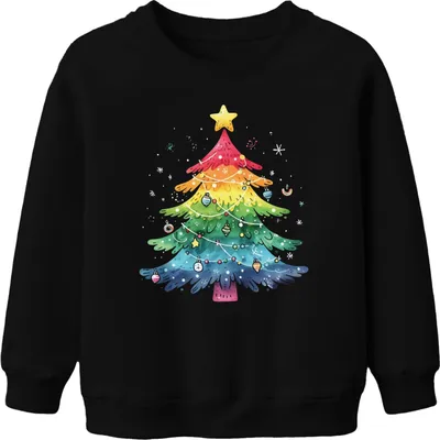 Produktbild von Weihnachtsbaum LGBTQ - Weihnachten Weihnachtsgeschenk Christmas Uni Kinder Weihnachtspullover, Schwarz, 116
