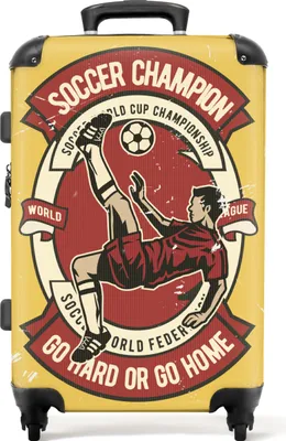 Produktbild von NoBoringSuitcases.com® Großer Koffer - Fußball - Jahrgang - Gelb - Sport - Kombinationsschloss TSA - Hartschalen Trolley 4 Rollen - 72 liter - Reisekoffer - 66 cmKoffer Mittelgroß 67x43x25 cm, 72L,