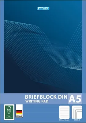 Produktbild von Stylex 40025 Briefblock, DIN A5, liniert, kopfgeleimt