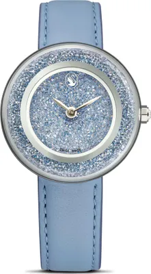 Zdjęcie produktu dla Zegarek Swarovski Crystalline Lustre, produkcji szwajcarskiej, z paskiem skórzanym, w kolorze niebieskim, stal nierdzewna. Model: CRYSTALLINE LUSTRE:LS BLUE/BLUE/STS 5681733