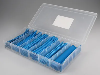 Produktbild von Schrumpfschlauch-Sortiment, 100-teilig in praktischer Box, blau