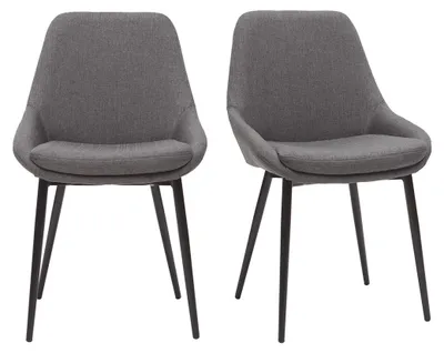 Produktbild von Miliboo - Stoffdesign-Stühle in Grau und Schwarzem Metall (2er Set) HOLO