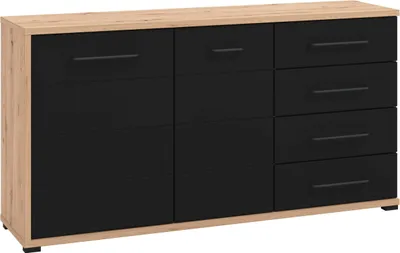Immagine prodotto di Milani Home - madia credenza moderna 2 ante e 4 cassetti, antracite, 162 x 40 x 84 cm, truciolare bilaminato