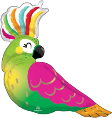 Produktbild von Anagram SuperShape Tropical Parrot Folienballon P35 verpackt 78 cm x 71 cm