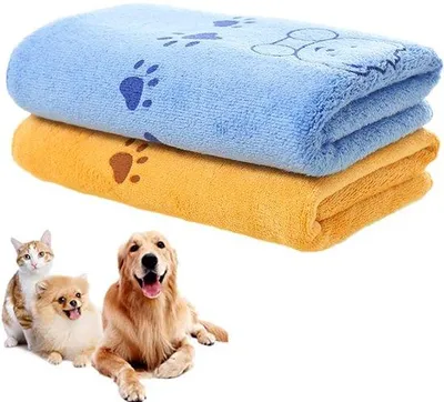 Imagen del producto de Toallas de microfibra para mascotas Ibzoa®, paquete de 2 unidades: altamente absorbentes y de secado rápido, 140 x 71 cm, para secar perros y gatos