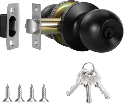 Produktbild von Türknopf mit Schloss und Schlüssel, Edelstahl, schwarz, für Türstärken 25-45 mm, für Schlafzimmer