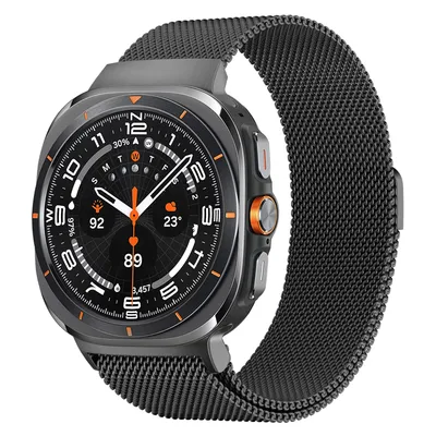 Produktbild von Bandz Milanaise-Schlaufenband – passend für Samsung Galaxy Watch Ultra – Milanaise-Armband aus geflochtenem Stahl mit Magnetverschluss (schwarz)