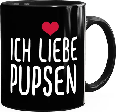 Produktbild von Spruch-Tasse Ich liebe Pupsen Kaffeetasse Teetasse MoonWorks® schwarz unisize