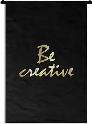 Produktbild von MuchoWow® Wandteppich Wandbehang Zitate - Kreativ - Gold 90x135 cm Tapisserie Dekoration Wandtuch - Baumwolle - Wandskulptur