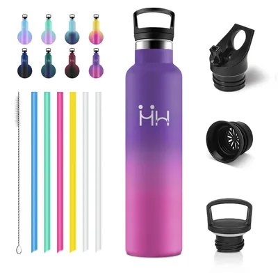Produktbild von Thermosflasche 1L, BPA-Frei, Isolierflasche mit Strohhalm, Kohlensäure Geeignet,