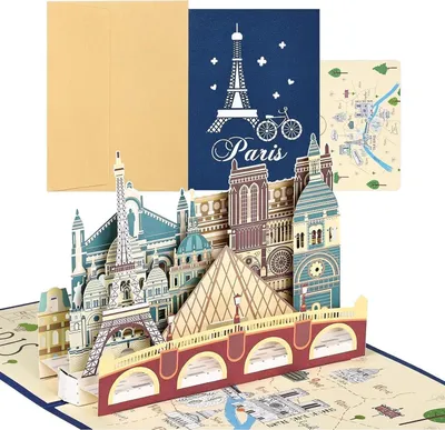 Produktbild von Joyoldelf Pop Up Karte Paris Eiffelturm 3D Reisegutschein Flitterwochen Urlaubscard