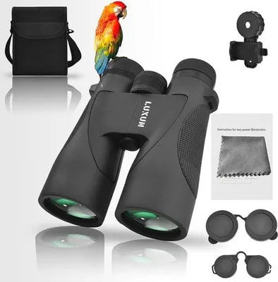 Produktbild von LUXUN 12 x 50 HD Fernglas für Erwachsene, Fernglas mit Smartphone-Adapter und Tragetasche, 20 mm Okulare, Jagdfernglas mit FMC-Beschichtung und hochwertiger BAK4-Prismenlinse