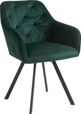 Produktbild von SalesFever Armlehnstuhl mit 360 Grad Drehfunktion | Stoffbezug in Samt-Optik | Gestell Metall schwarz | B 61 x T 62 x H 85 cm | tannengrün