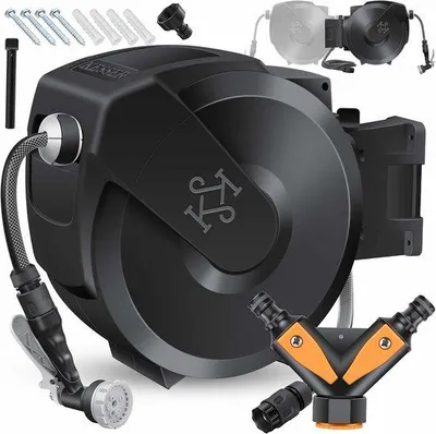 Produktbild von Famanu Schlauchbox 30 Meter Wandmontage Automatisch Aufrollen Drehbar mit 7 Funktionen Dusche
