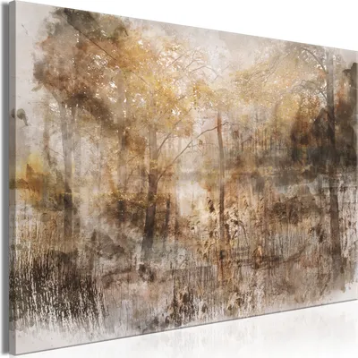 Produktbild von Vliesstoff Leinwandbild - Heart of the Forest (1 Part) Wide 90x60 cm Blätter b-A-10091-b-a