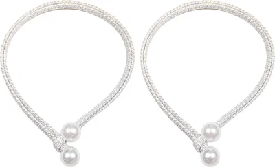 Produktbild von 2pcs/Set Faux Pearl Curtain Tieback Elegant Modern Punch Free Free Containback Holder Wohnzimmer Schlafzimmer Dekoration Haushaltsvorräte-Weiß
