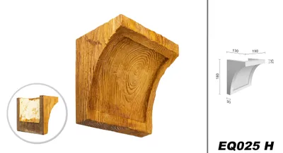 Produktbild von DECO WOOD Balkenkonsole rustikal aus Polyurethane, Dekokonsole, PolyurethanKonsole Holzoptik (hellbraun - 19x18cm) Wanddekoration Holzstruktur Design