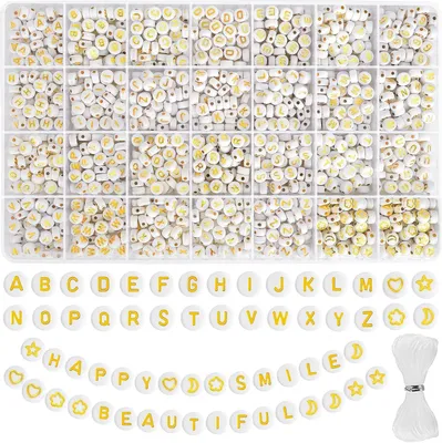 Produktbild von 2000 goldene Buchstabenperlen für die Herstellung von Schmuck und Armbändern