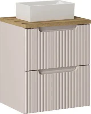 Produktbild von Waschtisch 50cm mit Keramikwaschbecken, kaschmir und Eiche, NEWPORT-56-CASHMERE