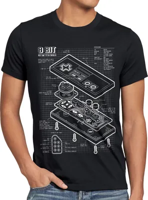 Produktbild von style3 8-Bit  Controller Blaupause Herren T-Shirt classic 8-Bit mario