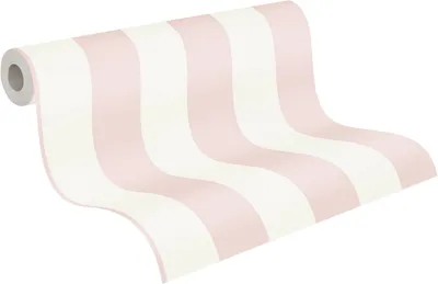 Produktbild von Vliestapete, gestreiftes Muster, rosa/weiß, 9,5 x 0,53 m - Nicht selbstklebend.