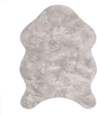 Produktbild von Teppich Wohnzimmer Kurzflor Modernes Kunstfell Fellform Weich Einfarbig Rutschfest Grösse 80x120 cm Fell-Form