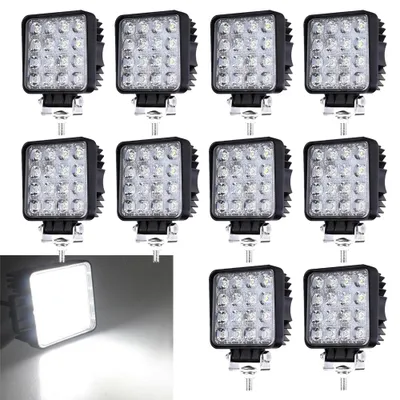 Produktbild von Wolketon 10 Stueck LED Arbeitsscheinwerfer DC 12-24V Zusatzscheinwerfer Arbeitslicht 48W Scheinwerfer Arbeitsleuchte 6000K Offroad Flutlicht