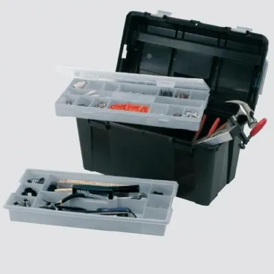 Produktbild von raaco Werkzeugkoffer Breite 480 x Höhe 258 x Tiefe 255mm aus Polypropylen mit Schnappverschluss schwarz / silber - 715164
