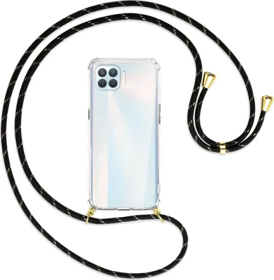 Produktbild von Handykette Backcover-Schutzhülle mit Band (Metall goldfarben) für Oppo A93 - schwarz/gold