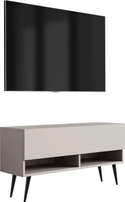 Image de Buffet TV 100 cm Cachemire, pieds noirs inclinés, 100 × 32 × 52 cm