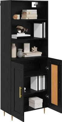 Obrázok produktu pre vidaXL Highboard čierny dubový vzhľad 69,5 x 34 x 180 cm materiál na báze dreva
