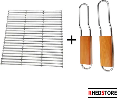 Zdjęcie produktu dla Ruszt do grilla ze stali nierdzewnej 60x40 z 2 uchwytami