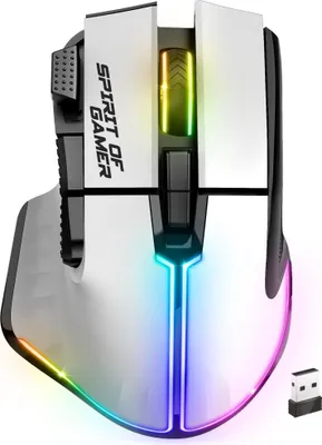 Immagine prodotto di Spirit of Gamer PRO M5 ARTIC WIRELESS, destro, ottico, RF Wireless + Bluetooth + USB Type-C, 8000 DPI, bianco