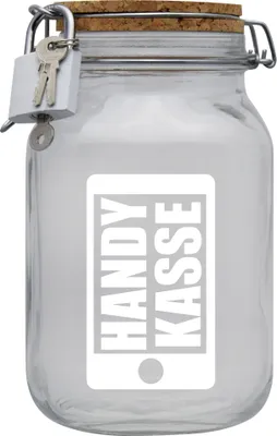 Produktbild von Spardose Geld Geschenk Ideen Handy Kasse Transparent Größe XL 2 Liter