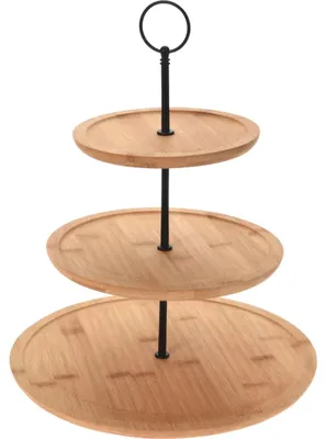 Produktbild von ORION Etagere aus Bambus Kuchenplatte Kuchenständer Servierständer 3-stöckig