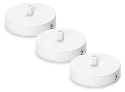 Zdjęcie produktu dla Zestaw dekoracyjnych okrągłych elementów montażowych do lamp sufitowych, 3 sztuki, kolor biały