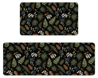 Produktbild von Küchenmatte Set von 2 Stück - Rutschfest - Gummi - Fußmatte für Innen - Dekoration - 43 x 76-120 cm - Langlebig